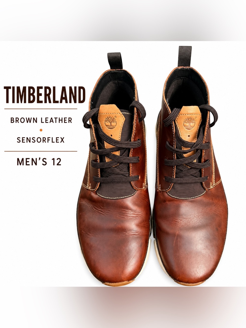 Timberland SensorFlex Brown Leather Chukka Boots Men’s Size 12 EU 46